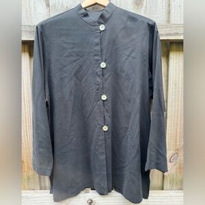 Navy Silk Blouse
